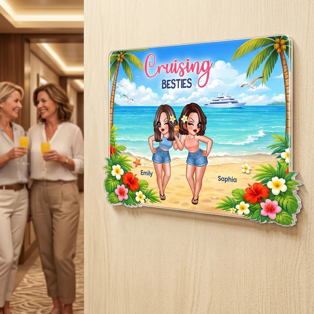 Personalized Acrylic Magnet with Making Memories Cruise Art, Creative Gift for Best Friends & Travel Lovers