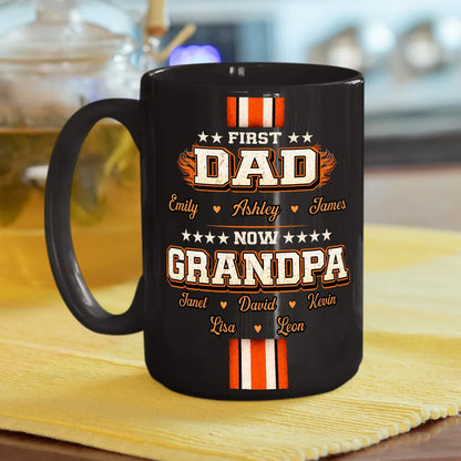 Personalized Full Color Mug First Dad Now Grandpa Bold Retro Style Unique Gift for Grandpa From the Grandkids