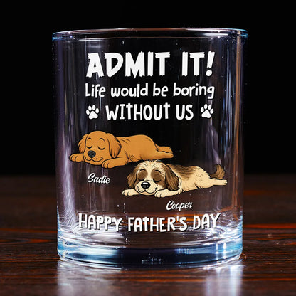 Personalized Dog Dad Whiskey Glass, Sleepy Pup Design, Unique Father's Day Gift for Dad