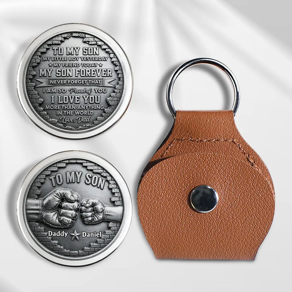 Personalized Pocket Hug for Son, Fist Bump Everyday Keepsake, Unique Creative Gift from Dad
