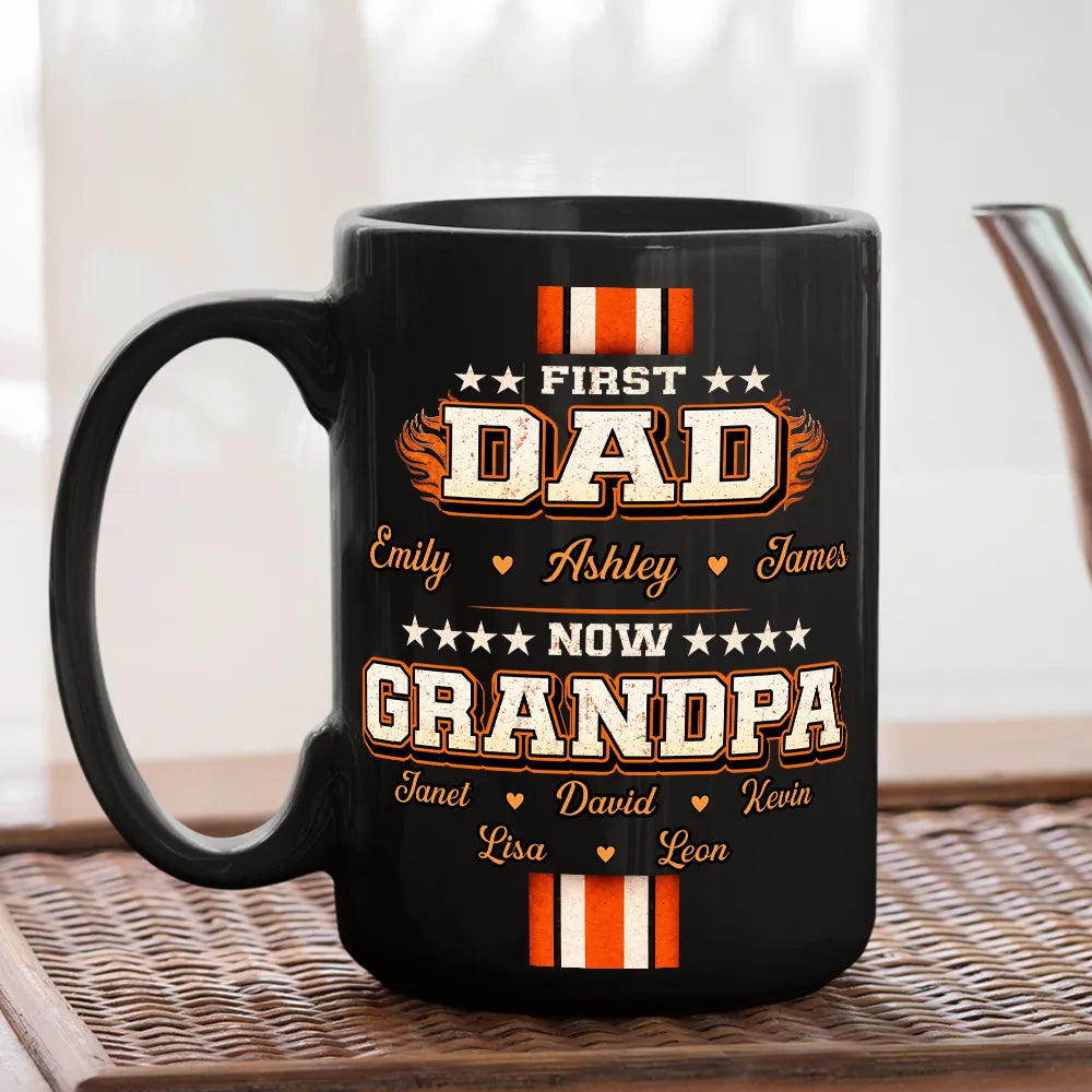 Personalized Full Color Mug First Dad Now Grandpa Bold Retro Style Unique Gift for Grandpa From the Grandkids