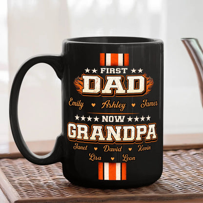 Personalized Full Color Mug First Dad Now Grandpa Bold Retro Style Unique Gift for Grandpa From the Grandkids