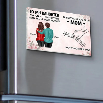 Personalized Acrylic Fridge Magnet, Mother and Daughter Hugging Art, Sweet Mother's Day Gift Idea