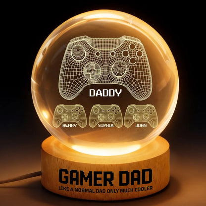 Personalized Globe Lamp Gamer Dad Night Light, Unique Father's Day Gift for Dad