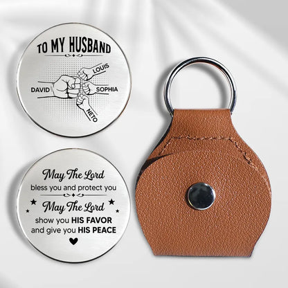 Personalized Pocket Hug for Husband, Custom Blessing Token with Fist Bump Art, Unique Gift