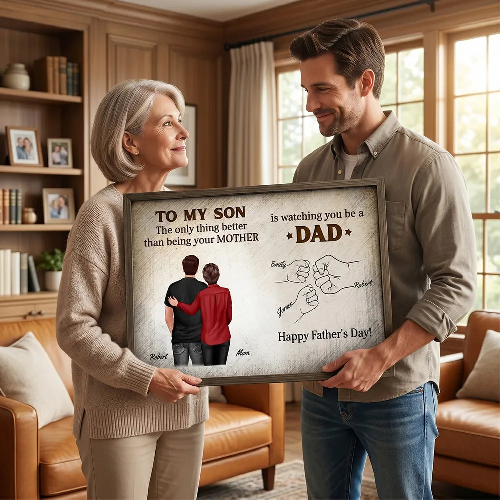 Custom Poster Watching You Be a Dad, Vintage Fist Bump Family Wall Art, Creative Gift for Son