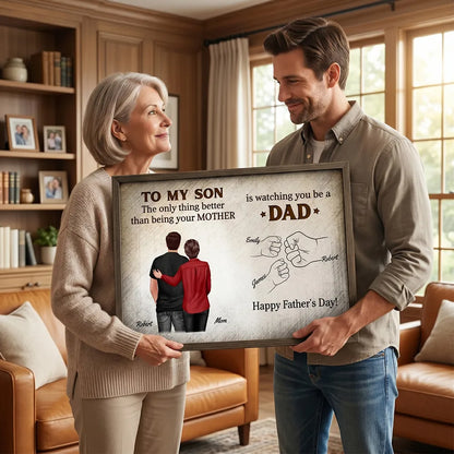 Custom Poster Watching You Be a Dad, Vintage Fist Bump Family Wall Art, Creative Gift for Son