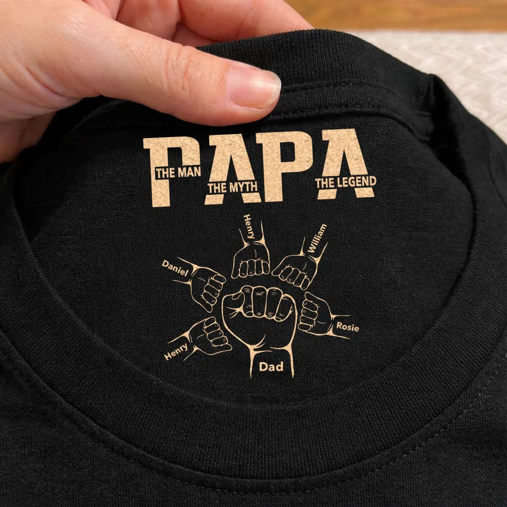 Dad The Man The Myth The Legend Classic Tee, Custom Family Gift With Heartwarming Fist Bump Design