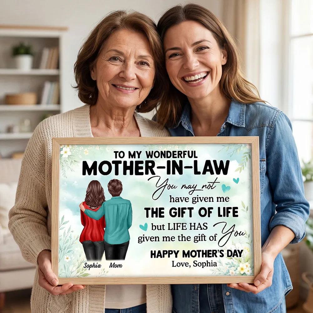 To My Wonderful Mother-In-Law Poster, Personalized Heartwarming Quote Wall Decor, Meaningful Gift from Daughter-in-Law