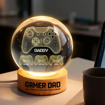Personalized Globe Lamp Gamer Dad Night Light, Unique Father's Day Gift for Dad