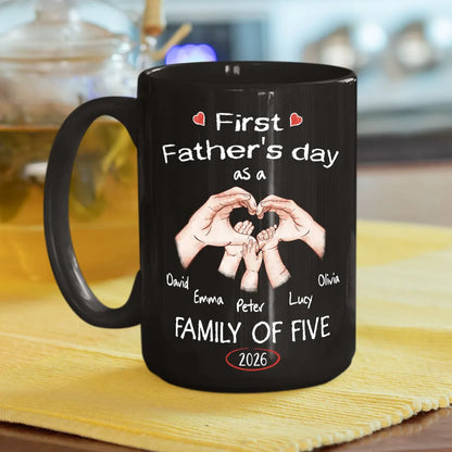 Personalized Full Color Mug for New Dad, Heart Hands First Father's Day, Unique Gift for Coffee Time