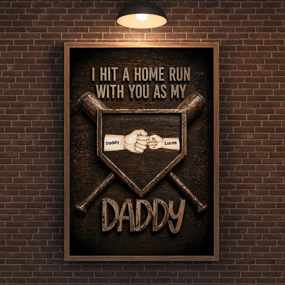 Personalized Baseball Dad Poster We Hit a Home Run with You - Heartwarming Wall Decor Unique Gift for Daddy