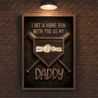 Personalized Baseball Dad Poster We Hit a Home Run with You - Heartwarming Wall Decor Unique Gift for Daddy