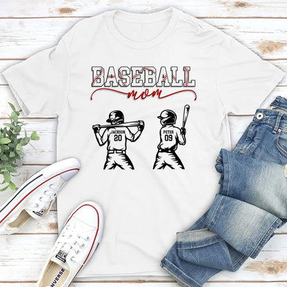 Personalized Baseball Mom Classic Tee with Custom Player Names and Numbers, Sporty Game Day Look, Unique Gift for Mom