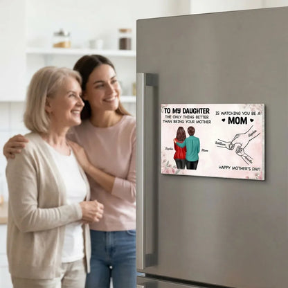 Personalized Acrylic Fridge Magnet, Mother and Daughter Hugging Art, Sweet Mother's Day Gift Idea