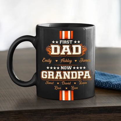 Personalized Full Color Mug First Dad Now Grandpa Bold Retro Style Unique Gift for Grandpa From the Grandkids