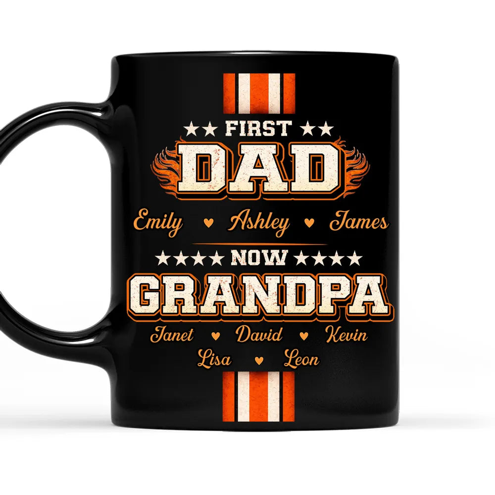 Personalized Full Color Mug First Dad Now Grandpa Bold Retro Style Unique Gift for Grandpa From the Grandkids
