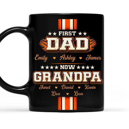 Personalized Full Color Mug First Dad Now Grandpa Bold Retro Style Unique Gift for Grandpa From the Grandkids