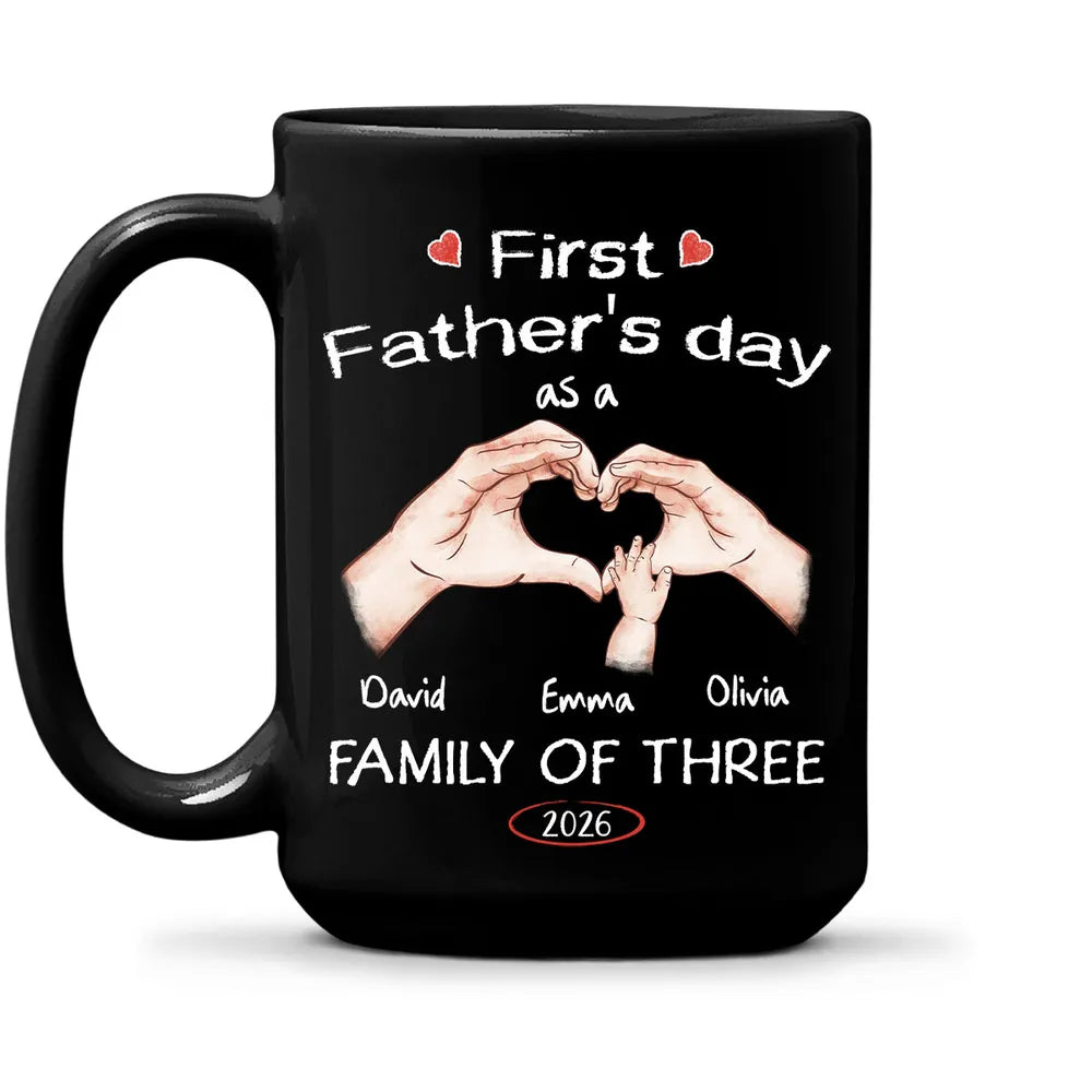 Personalized Full Color Mug for New Dad, Heart Hands First Father's Day, Unique Gift for Coffee Time