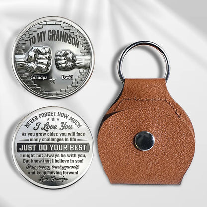 Personalized Pocket Hug Coin for Grandson from Grandpa - Encouraging Keepsake Gift for Everyday Strength