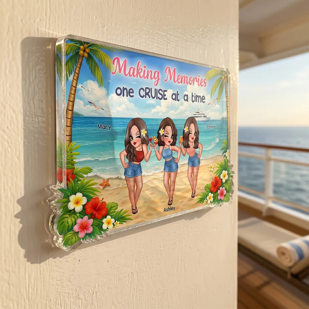 Personalized Acrylic Magnet with Making Memories Cruise Art, Creative Gift for Best Friends & Travel Lovers