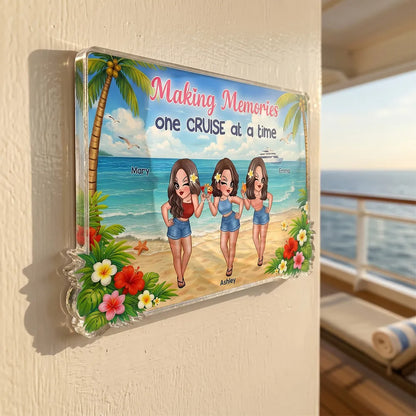 Personalized Acrylic Magnet with Making Memories Cruise Art, Creative Gift for Best Friends & Travel Lovers