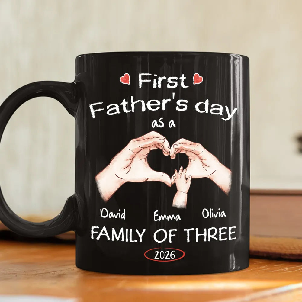 Personalized Full Color Mug for New Dad, Heart Hands First Father's Day, Unique Gift for Coffee Time