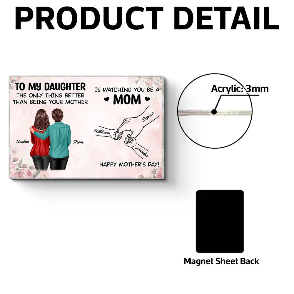 Personalized Acrylic Fridge Magnet, Mother and Daughter Hugging Art, Sweet Mother's Day Gift Idea