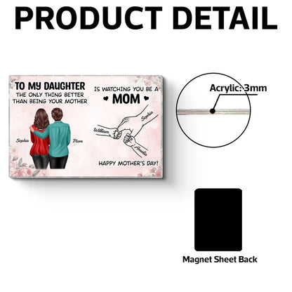 Personalized Acrylic Fridge Magnet, Mother and Daughter Hugging Art, Sweet Mother's Day Gift Idea