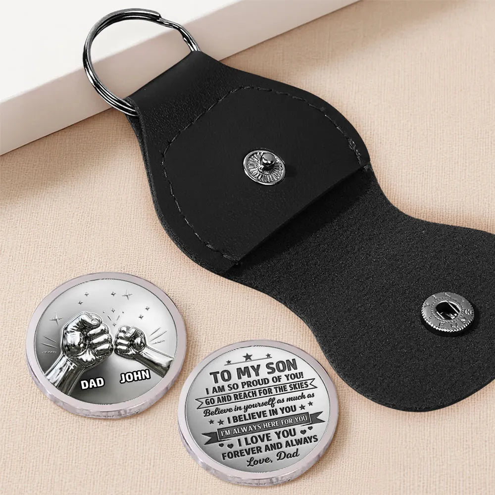 Pocket Hug Love Token With Dad & Son Fist Bump, Creative Gift For Son, Everyday Encouragement Keepsake