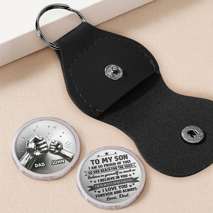 Pocket Hug Love Token With Dad & Son Fist Bump, Creative Gift For Son, Everyday Encouragement Keepsake