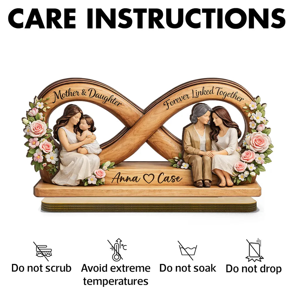 Personalized Wooden Plaque, Mother & Daughter Forever Linked Together, Unique Gift for Mom