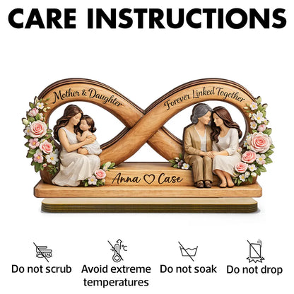 Personalized Wooden Plaque, Mother & Daughter Forever Linked Together, Unique Gift for Mom
