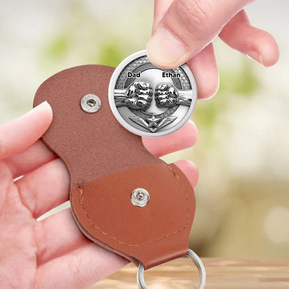 Personalized Pocket Hug for Son, Fist Bump Design, Unique Gift From Dad With I Love You Message