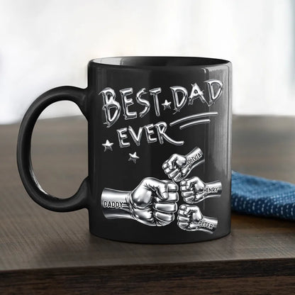 Personalized Best Dad Ever Full Color Mug, Custom Fist Bump Design for Coffee Time, Unique Gift for Dad