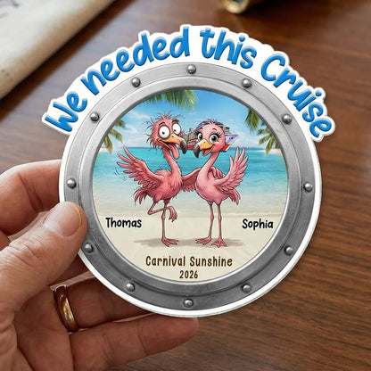 Acrylic Magnet Personalized Cruise Door Magnet with Funny Whimsical Bird Couple Ocean Scene Sweet Trip Memory Unique Gift