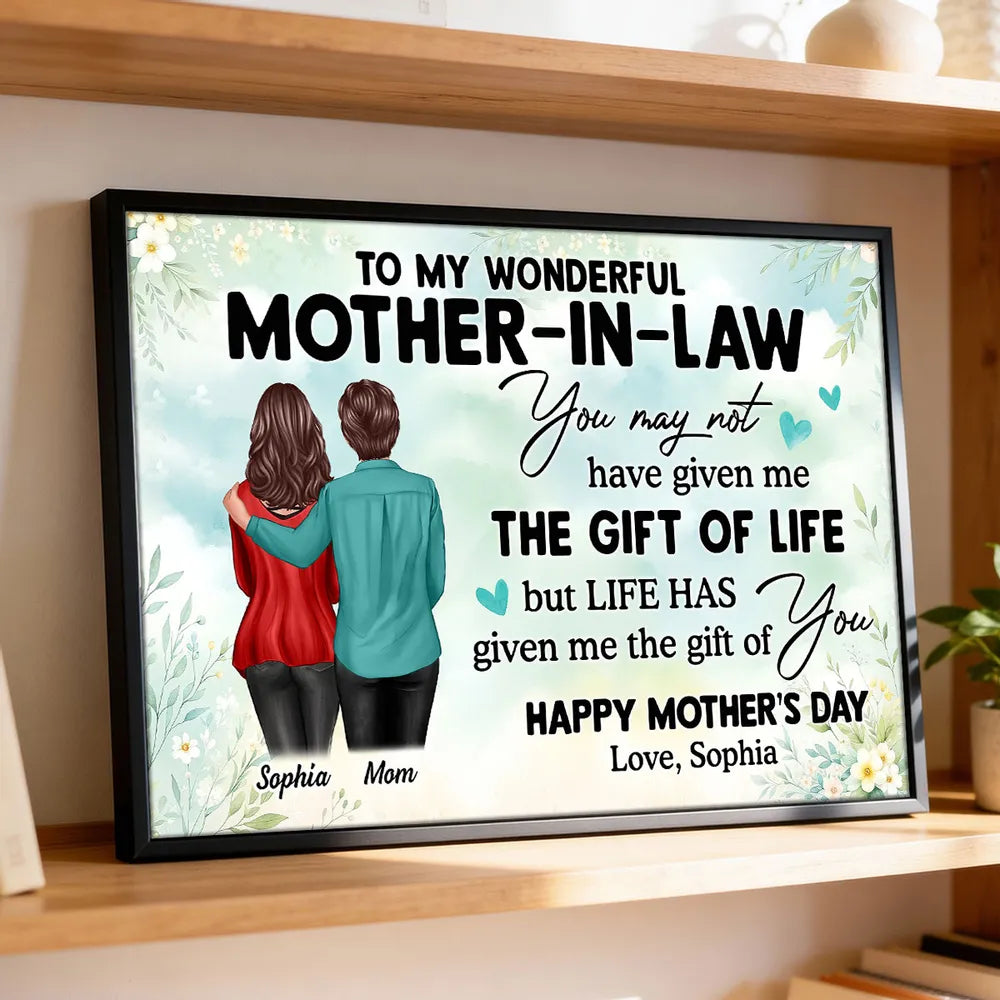 To My Wonderful Mother-In-Law Poster, Personalized Heartwarming Quote Wall Decor, Meaningful Gift from Daughter-in-Law