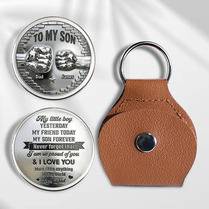 Personalized Pocket Hug for Son, Father Son Fist Bump Keepsake, Unique Gift from Dad