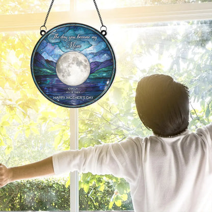 Personalized Moon Phase Acrylic Suncatcher Ornament for Window Decor, A Unique Mother's Day Gift for Mom