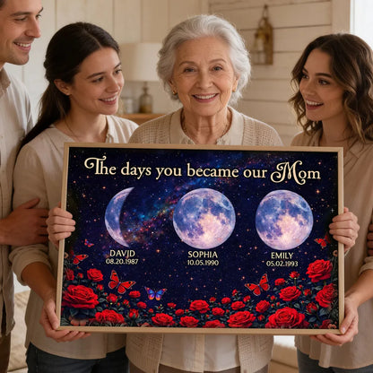 Personalized Moon Phase Rose Night Sky Poster for Mom - Custom Keepsake Wall Art, Unique Gift