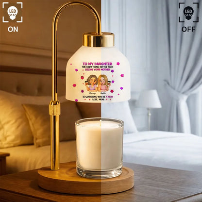 Personalized Candle Warmer Lamp for Daughter, Watching You Be a Mom Quote, Cute Cartoon Gift from Mom