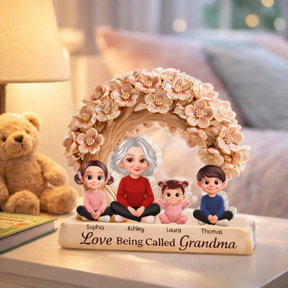 Personalized Shaped Acrylic Block Plaque Love Being Called Grandma Floral Arch Family Keepsake Unique Gift for Grandma