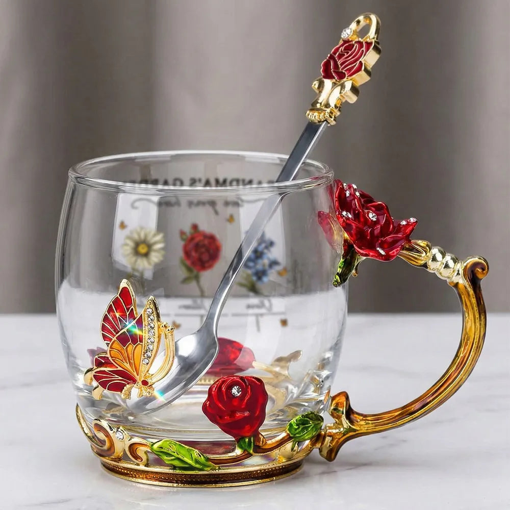 Personalized Grandma's Garden Enamel Flower Tea Cup with Custom Birth Month Flowers, Vintage-Inspired Unique Gift for Grandma