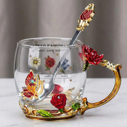 Personalized Grandma's Garden Enamel Flower Tea Cup with Custom Birth Month Flowers, Vintage-Inspired Unique Gift for Grandma