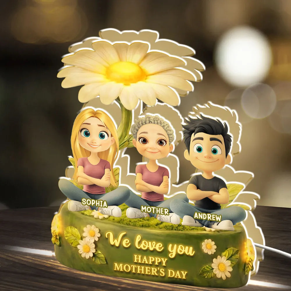 We Love You Personalized Acrylic Light Box, Soft Warm Night Light for Bedroom or Bookshelf, Memorable Gift for Mother