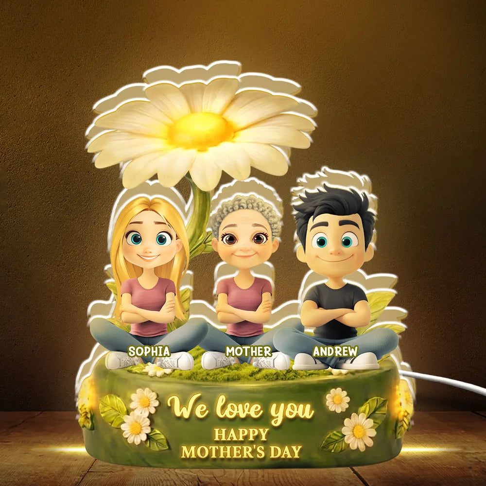 We Love You Personalized Acrylic Light Box, Soft Warm Night Light for Bedroom or Bookshelf, Memorable Gift for Mother