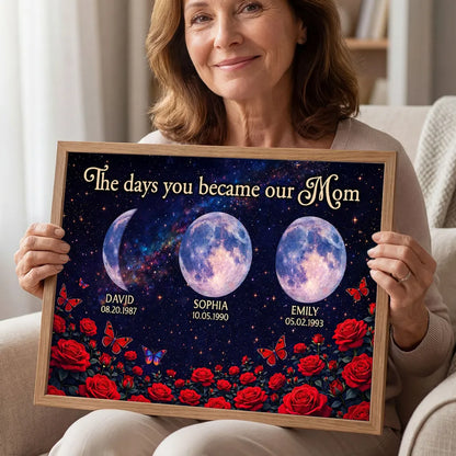 Personalized Moon Phase Rose Night Sky Poster for Mom - Custom Keepsake Wall Art, Unique Gift