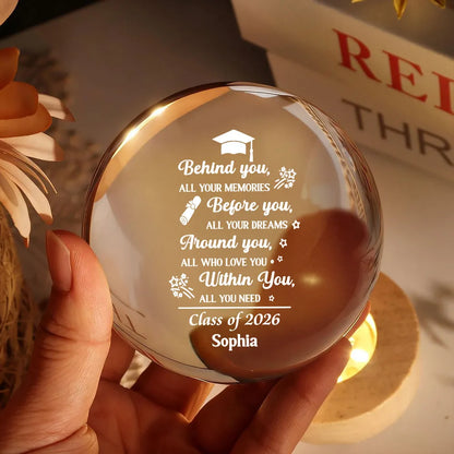 Behind You Before You Quote 1-Color K5 Globe Lamp, Personalized Graduation Night Light, Heartwarming Unique Gift for Son or Daughter