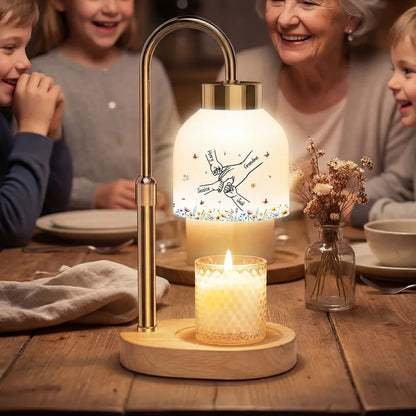 Personalized Candle Warmer Lamp with Grandma Mom Kids Holding Hands Outline, Cozy Bedroom Glow, Unique Gift for Grandma
