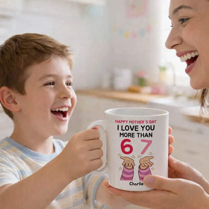 Happy Mother's Day White Ceramic Mug, Personalized 67 Trend Saying Design, Sweet Unique Gift for Mom From Kids